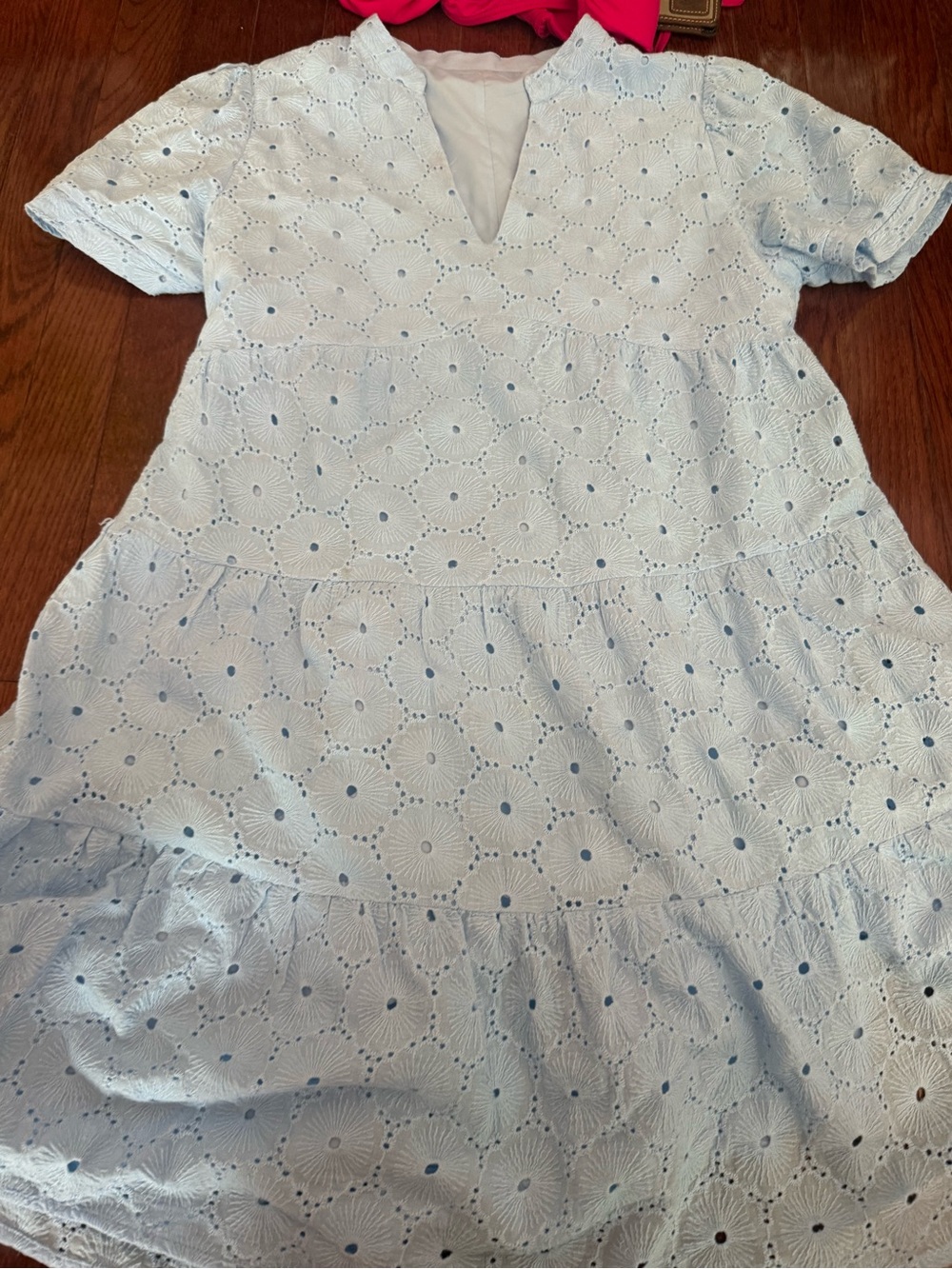 Light Blue Eyelet Midi Dress -  Women